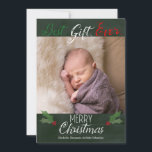 Best Gift Ever Chalkboard Photo Christmas Card<br><div class="desc">This adorable holiday photo card features your photo,  holly leaves and holiday text on chalkboard background. Back of card features snowflakes and red and white confetti. Photography © Storytree Studios,  Stanford,  CA</div>