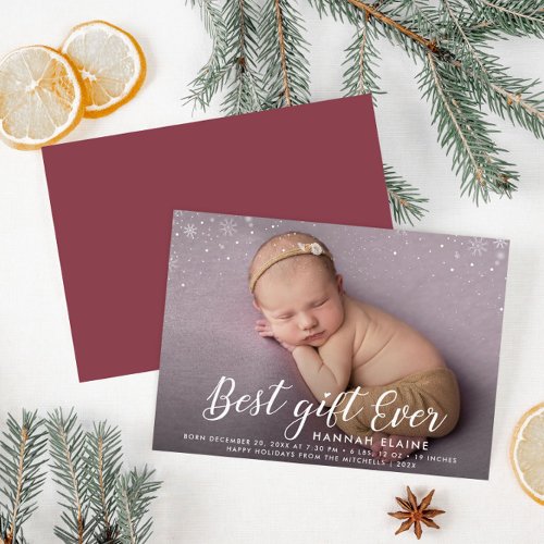 BEST GIFT EVER  christmas birth announcement card