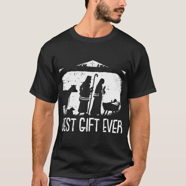 Best Gift Ever Christmas Cool Jesus Nativity Scene T-Shirt (Front)