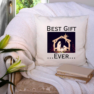 Best Gift Ever Christmas Nativity Throw Pillow