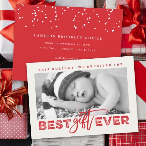 Best Gift Ever Grunge Typography New Baby Photo Holiday Card