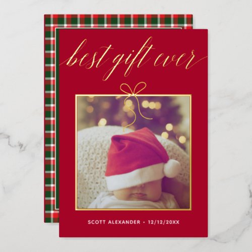 Best Gift Ever Photo Birth Foil Holiday Card
