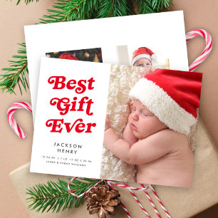 Best Gift Ever Retro Type Holiday Three 3 Photo Card