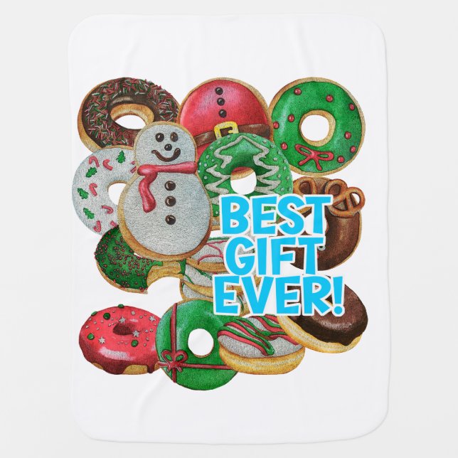 Best Gift Ever! Xmas Doughnuts Baby Blanket (Front)