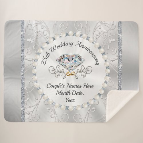 Best Gift for 25 Marriage Anniversary Personalized Sherpa Blanket