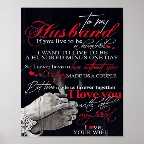 Best Gift For Husband  To My Husband Quotes Poster