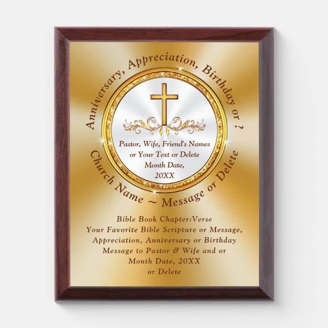 Best Gift for Pastor Birthday, Appreciation Award Plaque (Vertical)