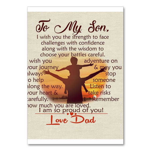 Best Gift For Son | To My Son Quotes Table Number (Front)