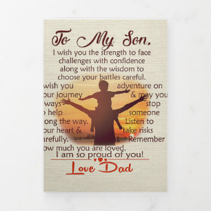 Best Gift For Son To My Son Quotes Tri-Fold Announcement