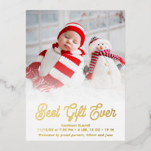 best gift gold foil holiday birth announcement