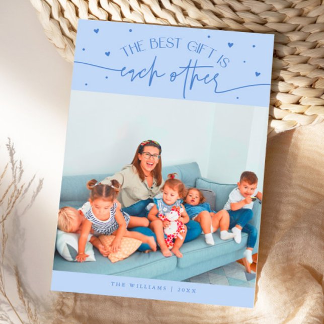 Best Gift Icy Blue Valentines Day Photo Holiday Card (Creator Uploaded)