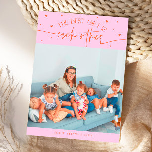 Best Gift Orange Pink Valentines Day Photo Holiday Card