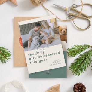 Best Gift Photo Green Holiday Birth Announcement