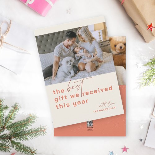 Best Gift Photo Red Holiday Birth Announcement