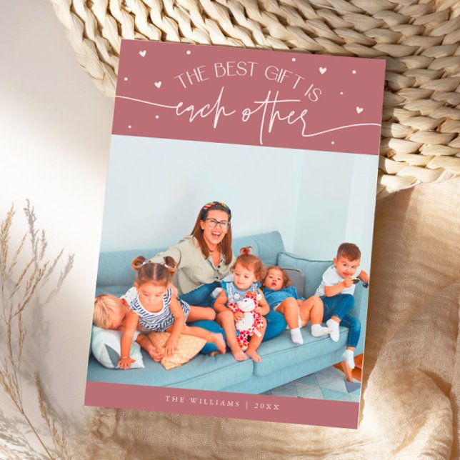 Best Gift Pink Valentines Day Photo Holiday Card (Creator Uploaded)