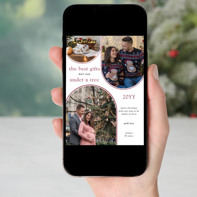 Best Gifts 3 Arch Photo Modern Christmas Pregnancy Holiday Card (Front Digital)