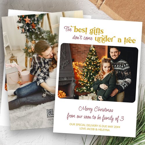 Best Gifts Dont Come Under Tree 2 Photo Pregnancy Holiday Card