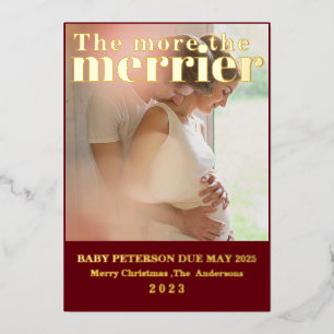 Best Gifts Family of 3 Christmas Pregnancy 2 Photo Foil Invitation