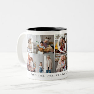 Best Gigi Ever, 10 Photo Grid Gift for Grandma Two-Tone Coffee Mug