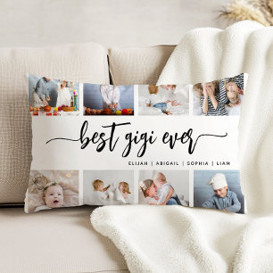 Best Gigi Ever 8 Photo Collage Black on White Accent Pillow