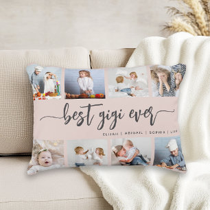 Best Gigi Ever 8 Photo Collage Blush Pink Accent Pillow