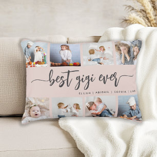 Best Gigi Ever 8 Photo Collage Blush Pink Accent Pillow