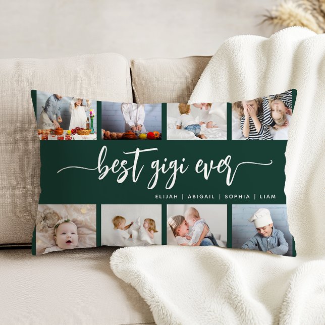 Best Gigi Ever 8 Photo Collage Dark Green Accent Pillow (Creator Uploaded)