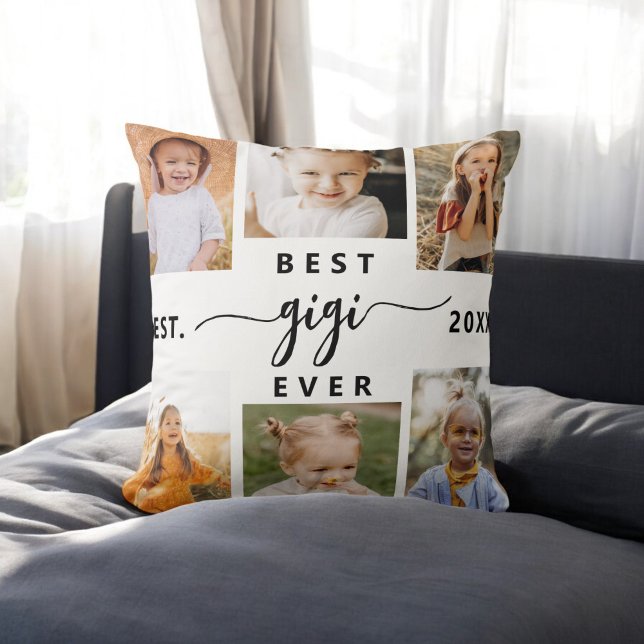 Best Gigi Ever - Grandchildren Photo Collage Throw Pillow (Creator Uploaded)