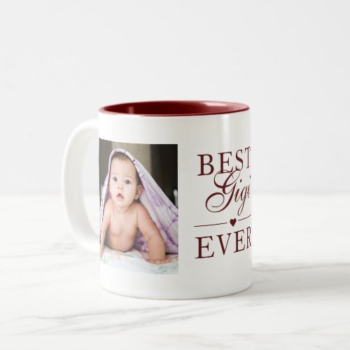 Best Gigi Ever Red Birthday Custom 2 Photo Two_Tone Coffee Mug