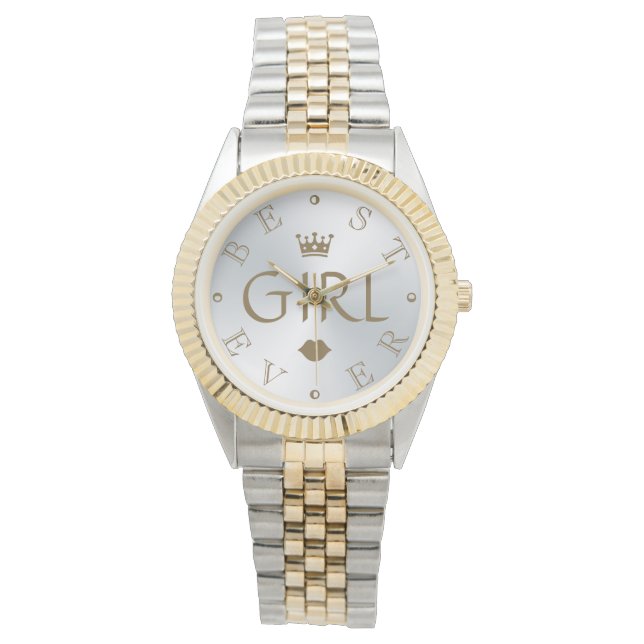 BEST GIRL EVER Silver Gradient Watch (Front)