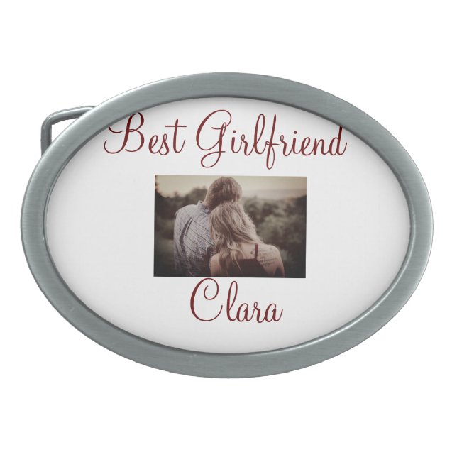 Best Girlfriend add name valentine add couple imag Belt Buckle (Front)