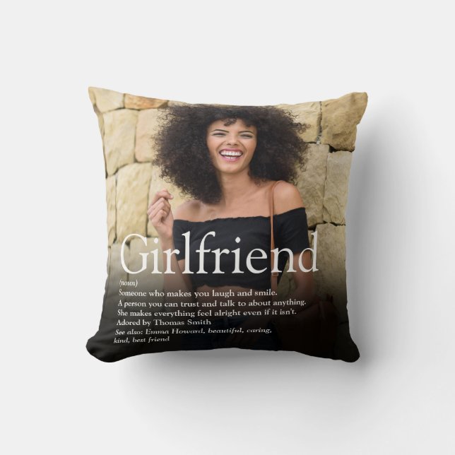 Best Girlfriend Ever Definition Photo Throw Pillow (Front)