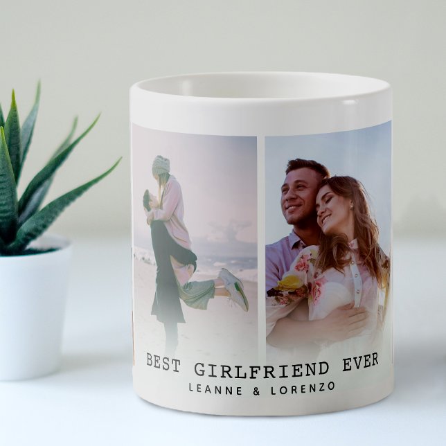 Best Girlfriend Ever | Modern 4 Photo Collage Coffee Mug (Creator Uploaded)