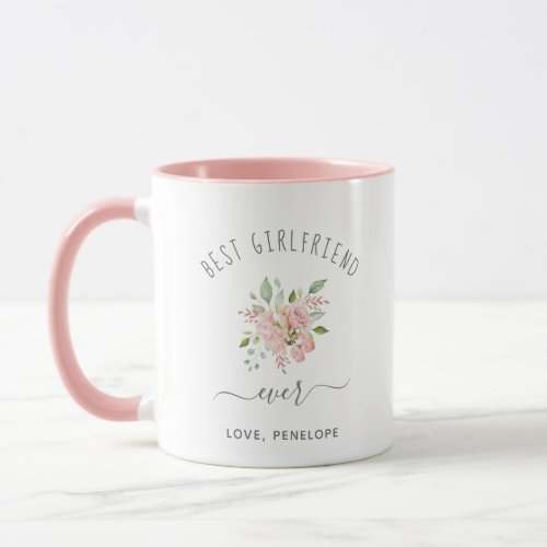 Best Girlfriend Ever  Pretty Elegant Pink Roses Mug