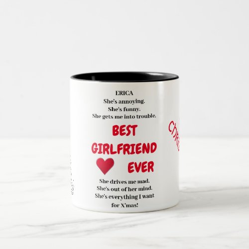 Best Girlfriend Ever silhouette  Pink crown Two_Tone Coffee Mug