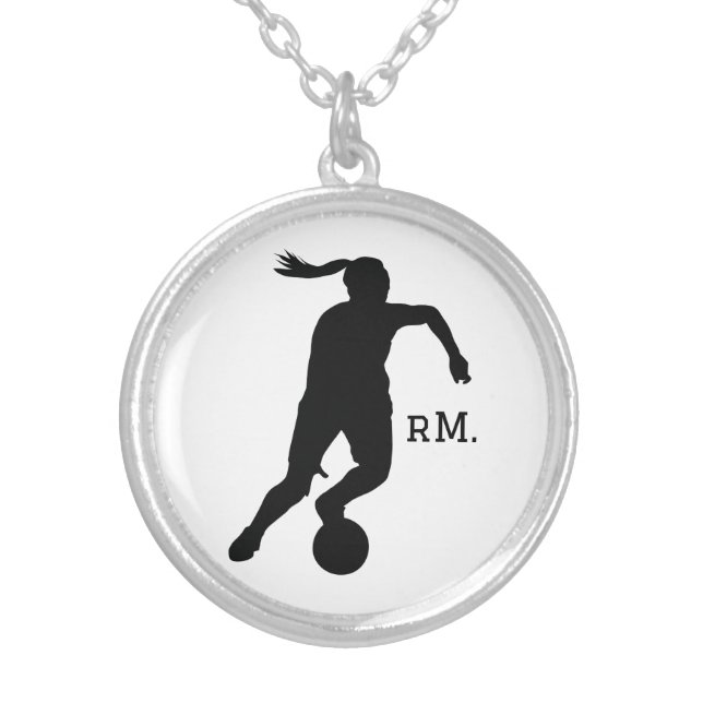 Best Girls Soccer Gift Ideas Silhouette Silver Plated Necklace (Front)