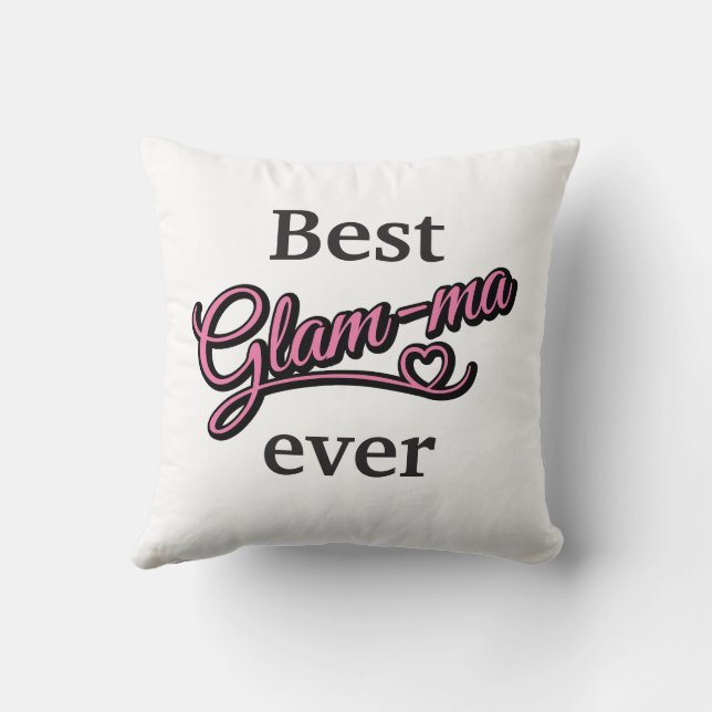 Best Glamma Ever Photo black/pink Pillow (Back)
