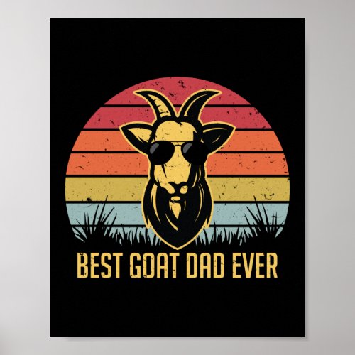 Best Goat Dad Ever Face Retro Vintage Sunset Poster