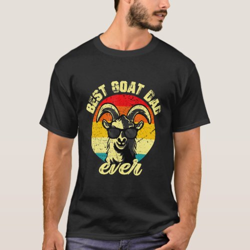 Best Goat Dad Ever Face Retro Vintage Sunset T_Shirt