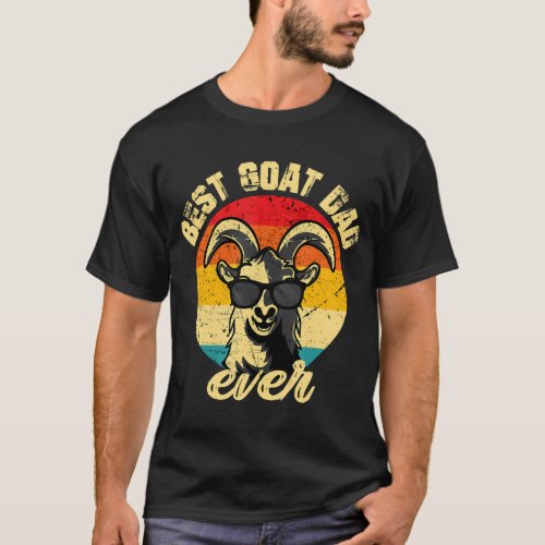 Best Goat Dad Ever Face Retro Vintage Sunset  T_Shirt