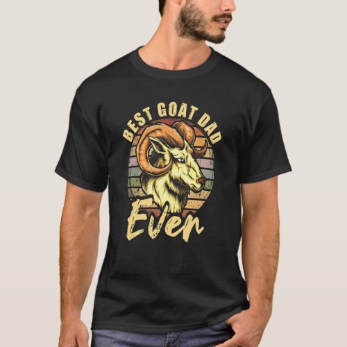 Best Goat Dad Ever Face Retro Vintage Sunset T_Shirt