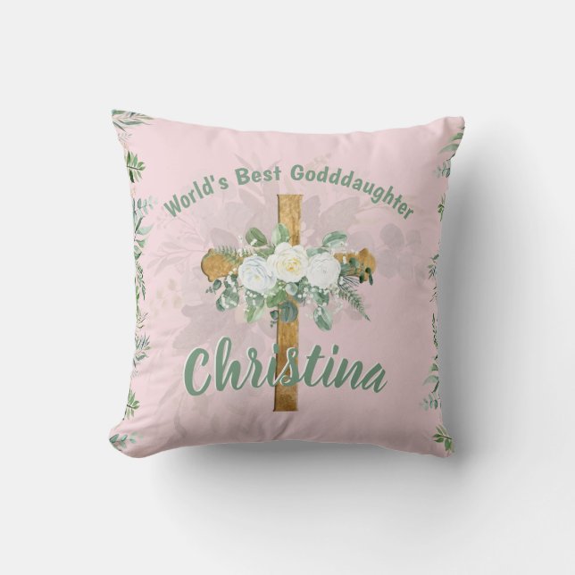 Best GODDAUGHTER Baptism Confirmation Communion  Throw Pillow (Front)
