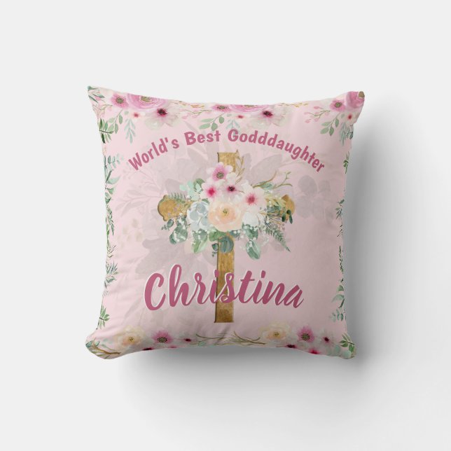 Best GODDAUGHTER Baptism Confirmation Communion  Throw Pillow (Front)