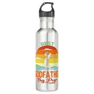 Best Godfather By Par Father's Day Golf Shirt Gift Stainless Steel Water Bottle