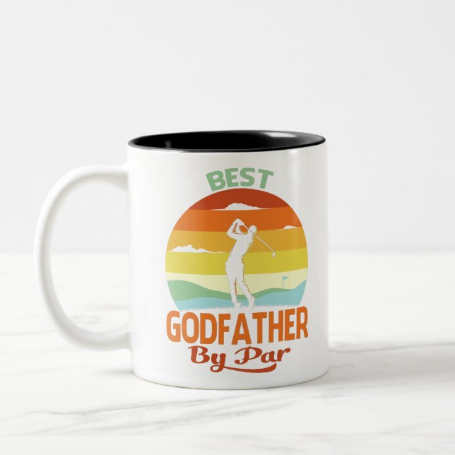 Best Godfather By Par Father's Day Golf Shirt Gift Two-Tone Coffee Mug (Left)
