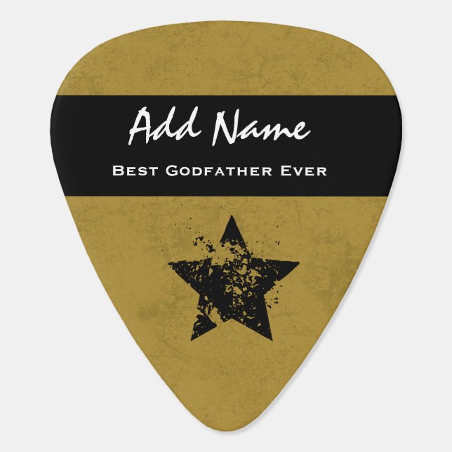 Best Godfather Ever Gold and Black Ribbon A04 Guitar Pick (Back)