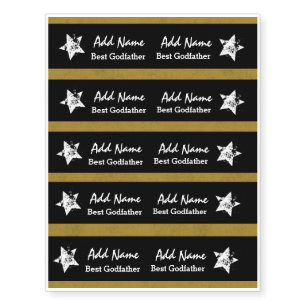 Best Godfather Ever Gold and Black Ribbon A04A Temporary Tattoos