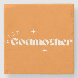 Best Godmother Card (Mustard Background) Stone Coaster