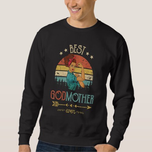 Best Godmother Ever Women Rosie Vintage Retro Deco Sweatshirt