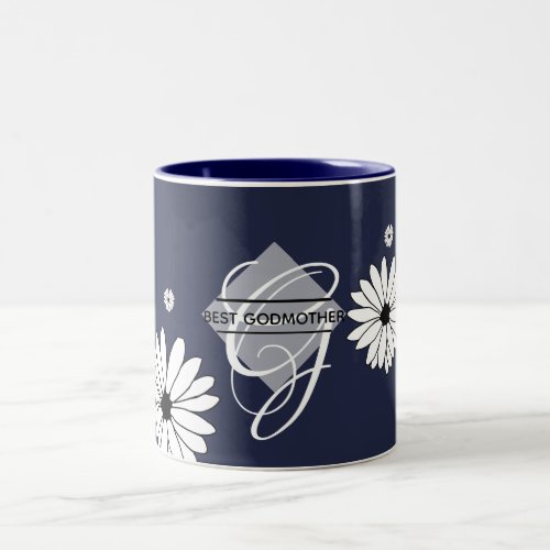 Best GODMOTHER Gift_ Daisy Navy Blue Two_Tone Coffee Mug